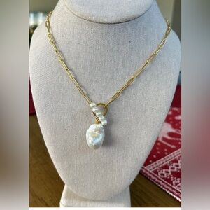 Rarities Carol Brodie 201/4" Gold Plated Cultured Pearl Toggle Drop Necklace NWT